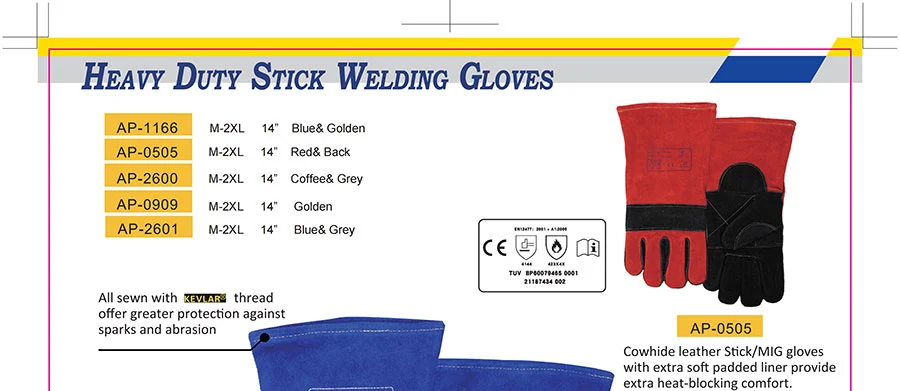 Heavy Duty Coffee And Grey Stick Welding Gloves
